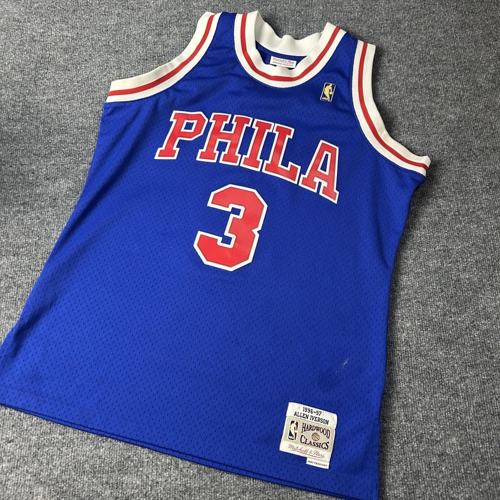 Philadelphia 76ers Jersey Mens Large NBA Basketball Allen Iverson Mitchell Ness